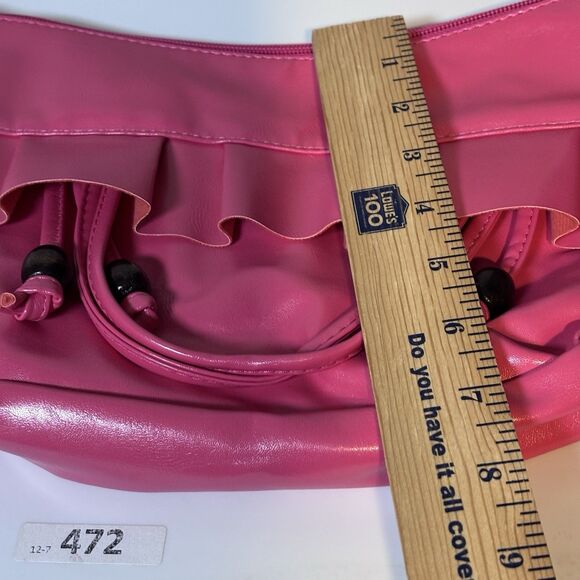 Y2K Hot Pink Shoulder Bag Ruffle Faux Leather Barbiecore 2000s Mini Purse NMWT - Picture 6 of 9
